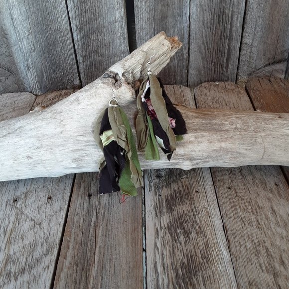 Handmade Fabric Earrings, Tassel Earring - Picture 6 of 7